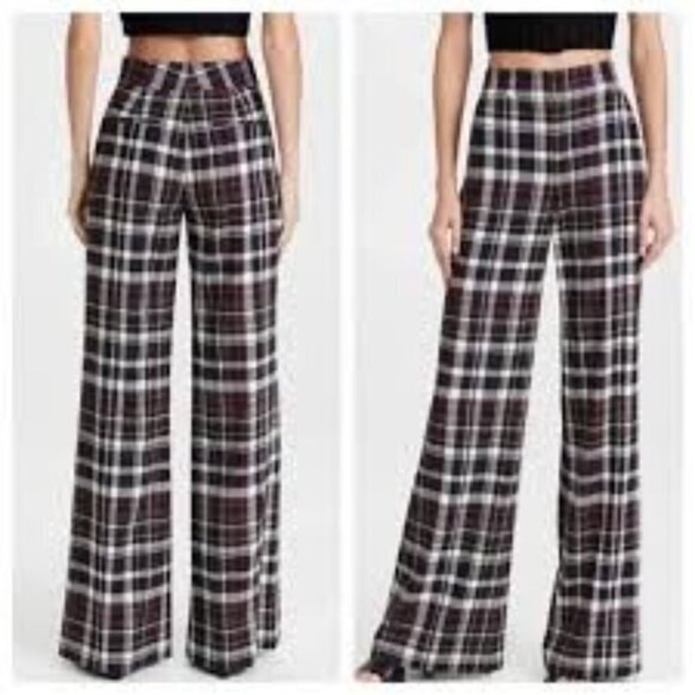 Alice + Olivia DYLAN PLAID WIDE LEG PANT, NWT, size 14